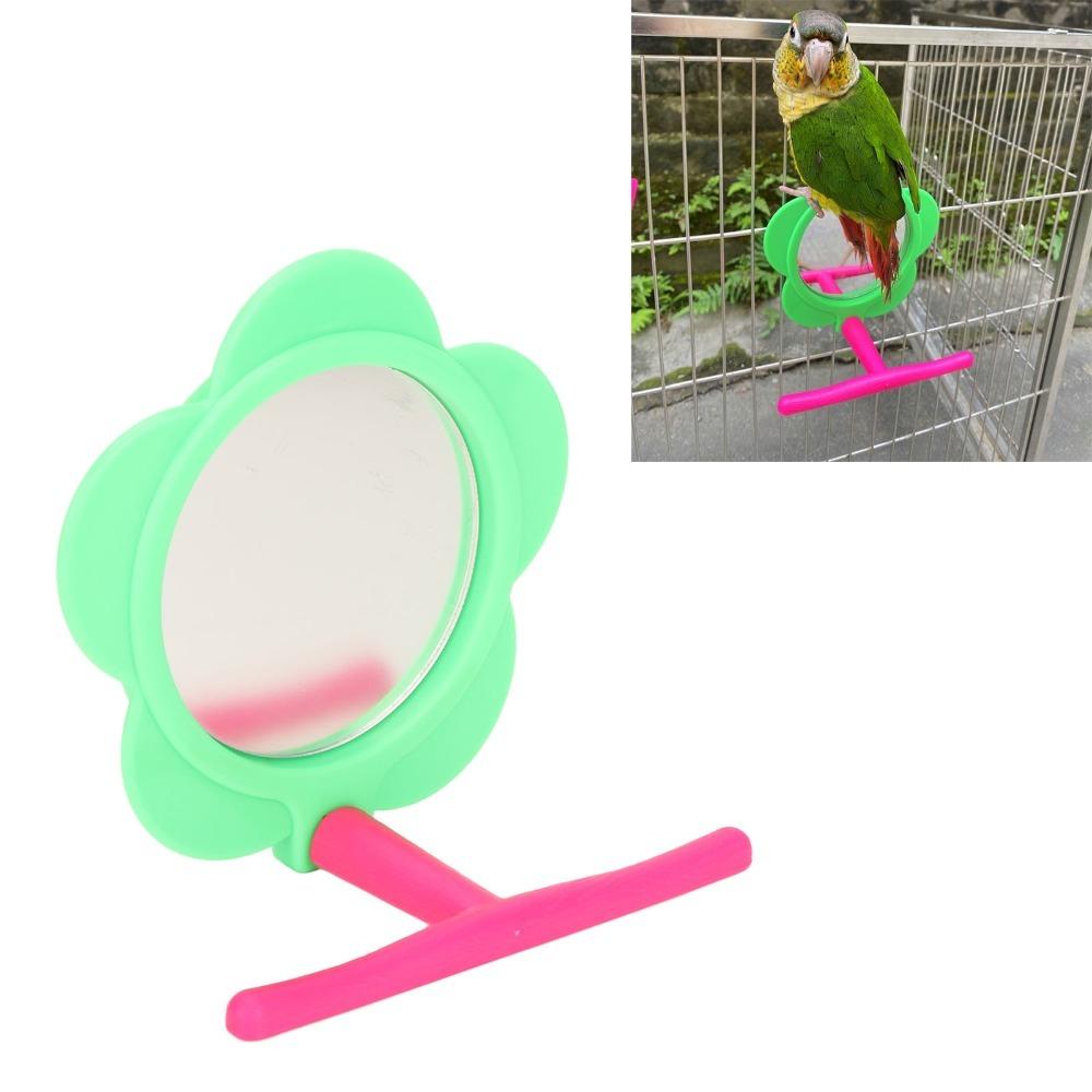 Acrylic Material Parrot Mirror Stand Toy Plastic Material Hanging Bird Mirror Toy For Budgie