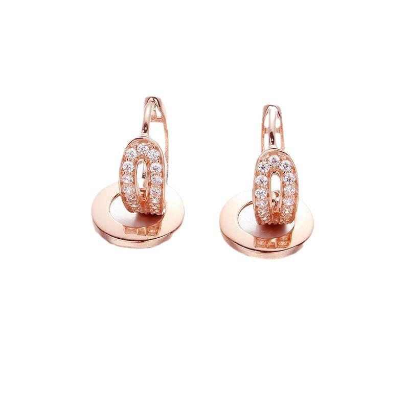 Purple Gold Pure Round Earrings Women'S Color Gold Classic Luxury Rose Gold Plated Ear Buckles
