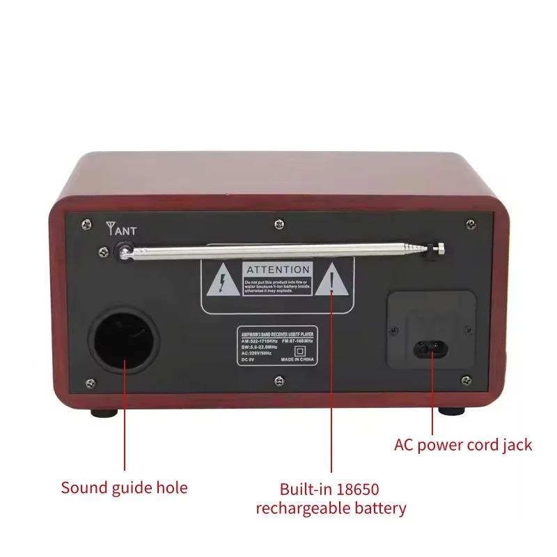 Hifi Bluetooth Speaker V5.4 Sound Retro Gramophone Style Radio 3-Band FM/AM/SW Radio Support TF Card/USB Fashion Design