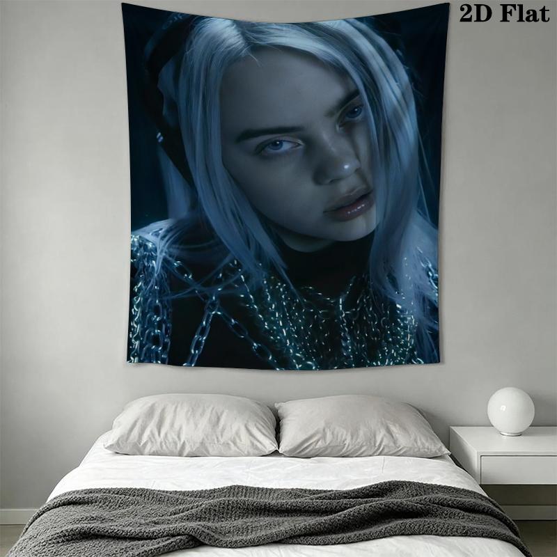 Billie Eilish Wall Tapestry Aesthetic Wall Hanging Printed Fabric Blanket Decorative Tapestries for Bedroom Living Room Home Decor