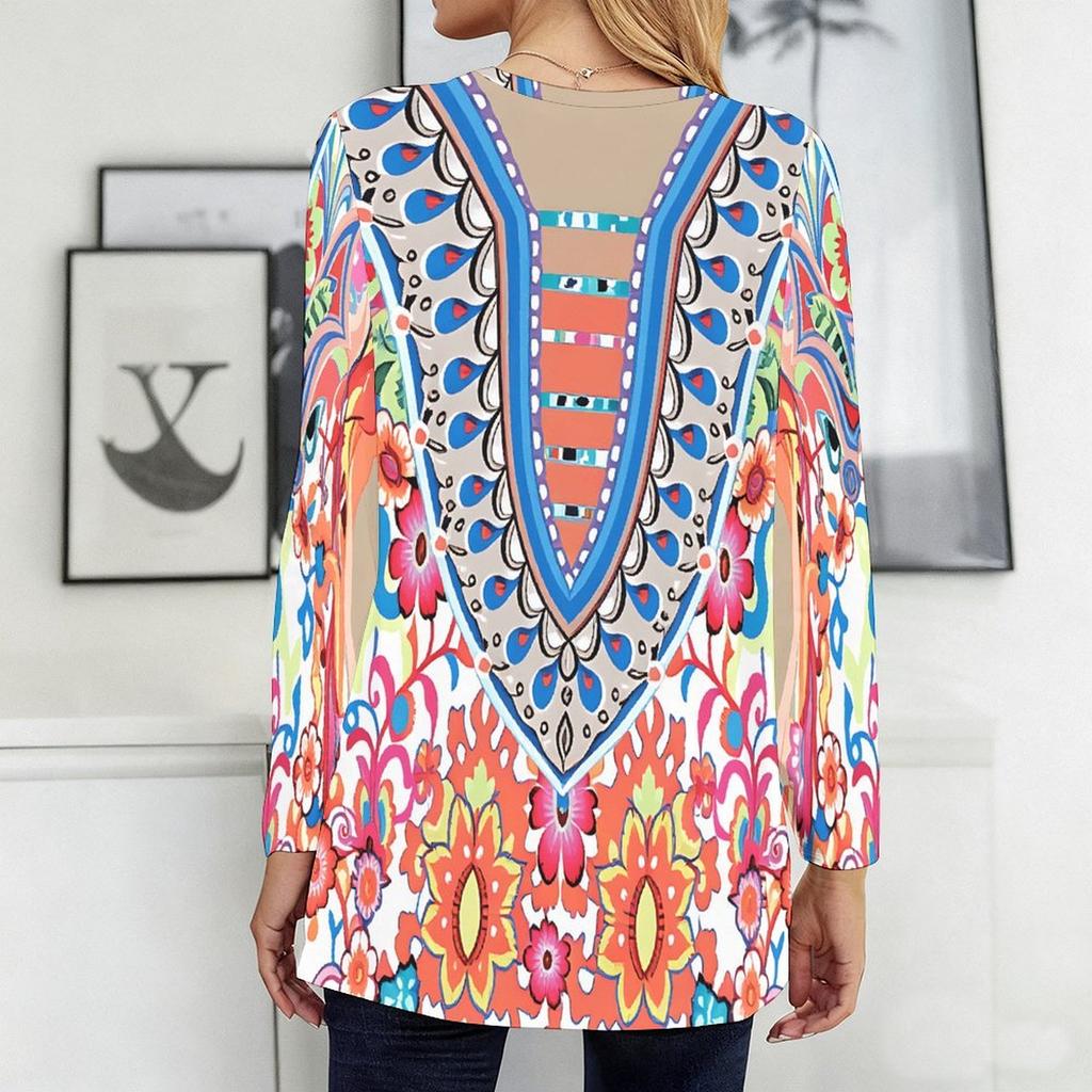 Ladies Round Neck Oversized Long Sleeve T Shirt Soft Comfort Tops For Indoor Daily Wear