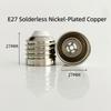 Solder-free Metal Screw Lamp Base E27 E26 B22 Nickel-plated Lamp Holder Replacement for LED Bulb Lighting Fixture