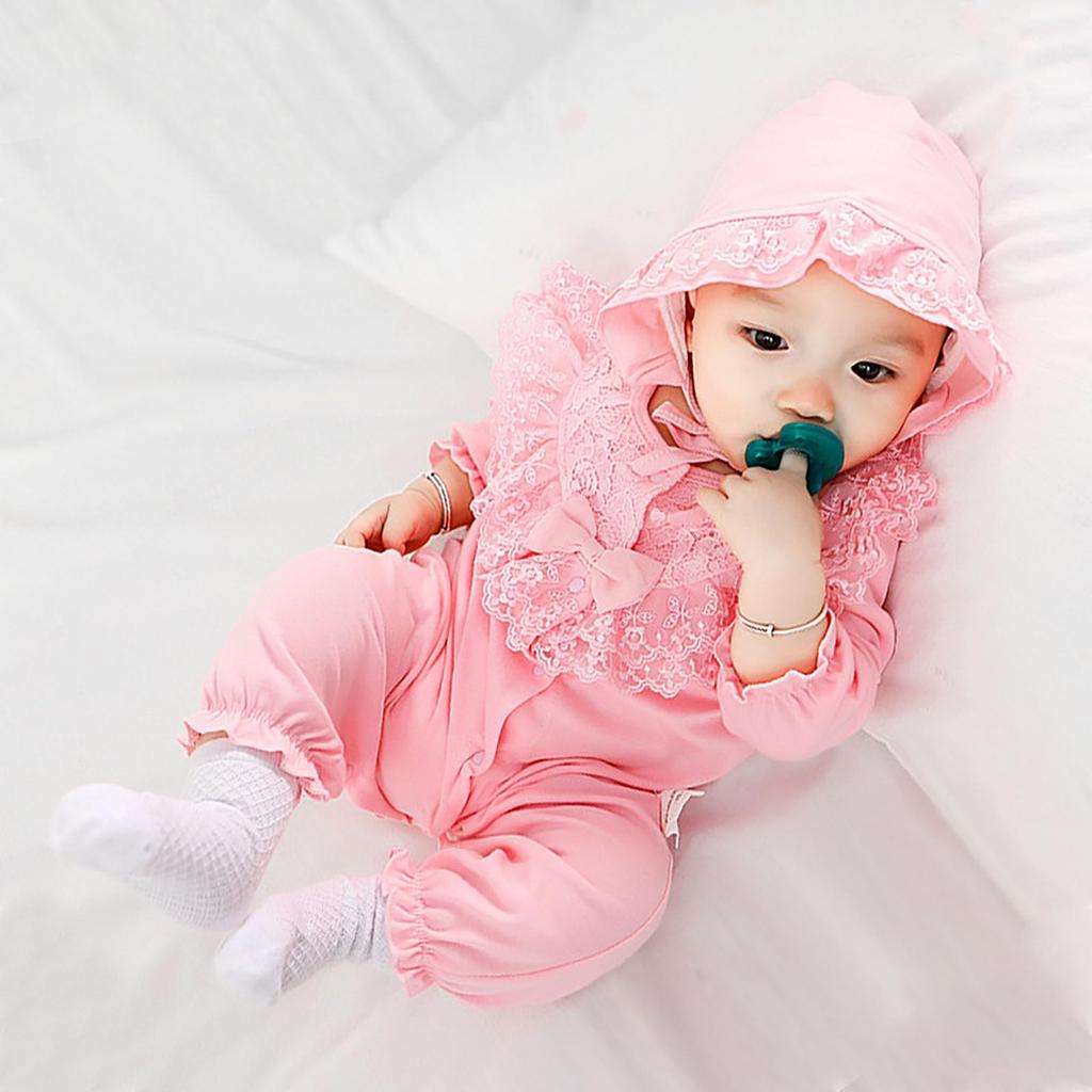 AGRADI Baby Newborn Hospital Discharge Ceremony Baby Formal Coverall for Girls and Includes Set for Shrine Visits and Hospital Discharges Dress,