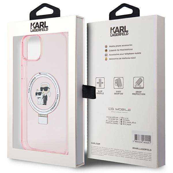 Karl Lagerfeld Klhmp15Shmrskcp Iphone 15 / 14 / 13 6.1 Różowy/Pink Hardcase Ring Stand Karl&Choupettte Magsafe