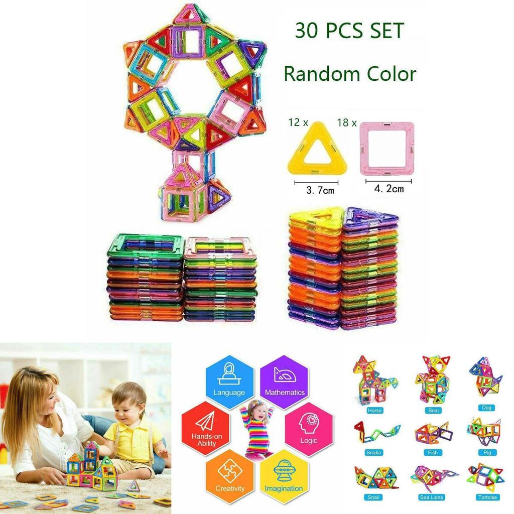 3050100pcs Magnetic Building Blocks Set With Smooth Magnetic Connection And Colorful Shape Variety For Kids