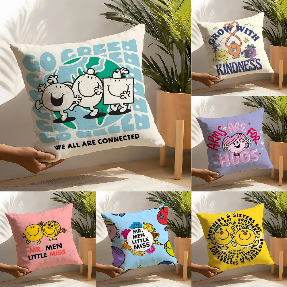 Classic Reto Cartoon M-Mr.Men and Little Miss Pillow Case linen pillow case sofa home decor cushion cover cushion cove
