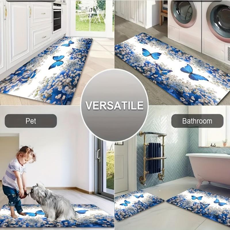 1PC Checkerboard Pattern Kitchen Rugs Non-Slip Door Mats Pop Design Living Room Rugs Bath Mat Carpet for Home Sink Laundry Decor