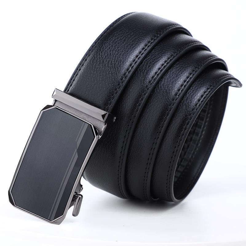 New Men's Belt Trendy Automatic Buckle Leather Pants Belt High End Business Korean Version Middle aged and Young Belt Men