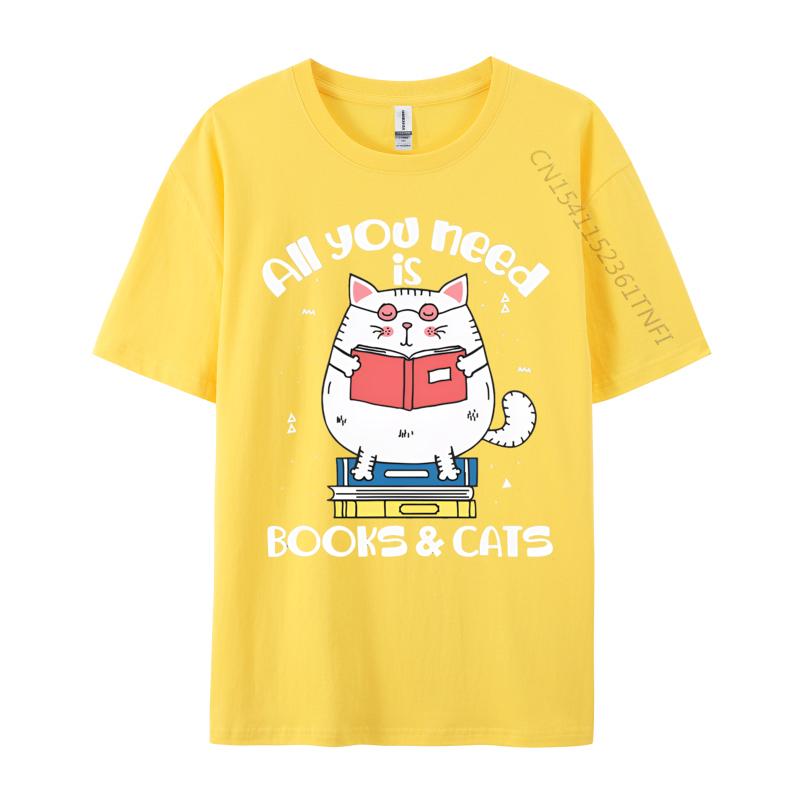 T-shirts Drôles pour Hommes Tout Ce Dont Vous Avez Besoin Ce Sont Des Livres Chats T-shirts Lire Livre T-shirt Mode Coton T-shirts Personnalisé Nouveaux Hauts T-shirts