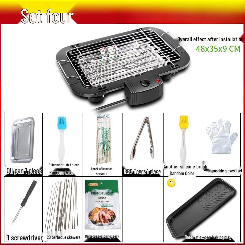 Бездымный электрический гриль-барбекю с антипригарной сковородой