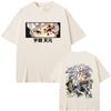Anime Demon Slayer Uzui Tengen Double Sided Graphic Tshirt Men Women Casual Oversized Crewneck T-shirt Male Vintage Streetwear