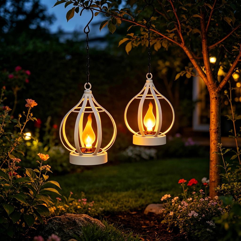 Metal Flame Lamp Outdoor Hanging Projection Light Outdoor Courtyard Garden Decorative Atmosphere Lantern
