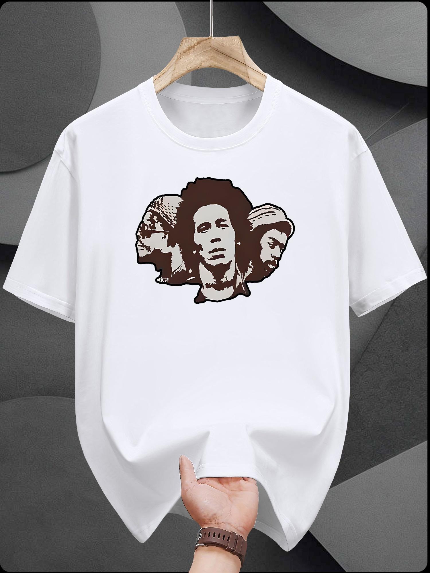 Casual Short Sleeve T-shirt with Vibrant Portrait Print - Lightweight Summer Tee XXXXL