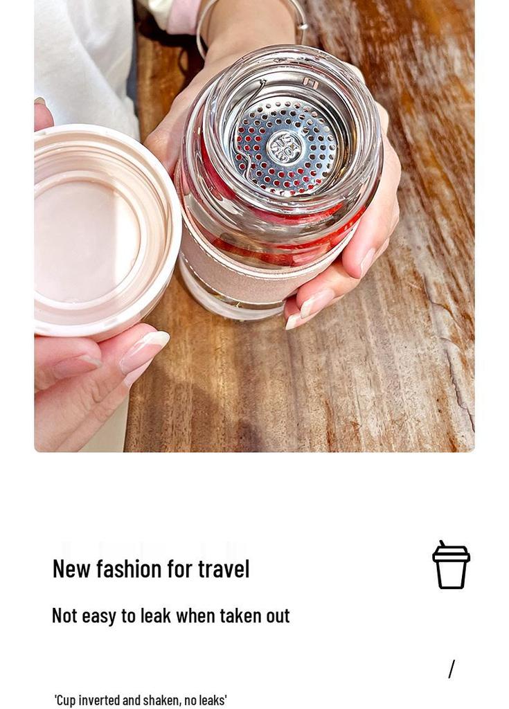 Portable Cute Glass Water Cup with Lid - Stylish Summer Tea Brewing Mug