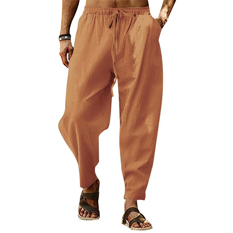 Summer Men's Hip-Hop Breathable Loose-Fit Casual Sports Linen Trousers