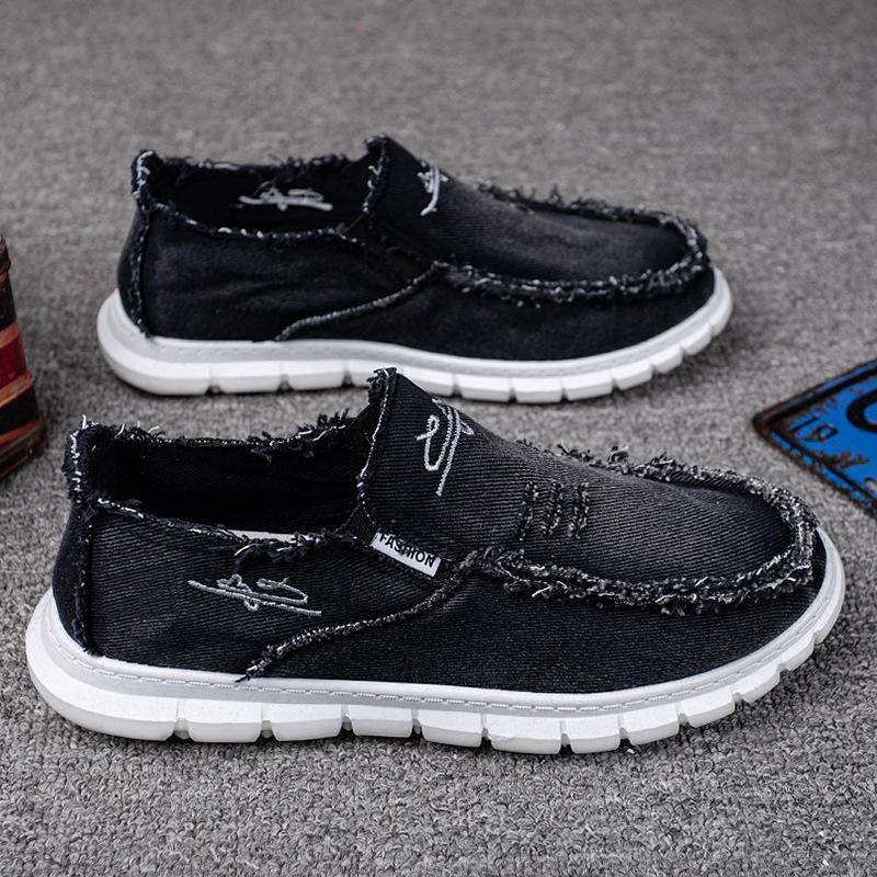 Canvas shoes men's new men's shoes autumn breathable soft sole one pedal men's casual cloth shoes men's