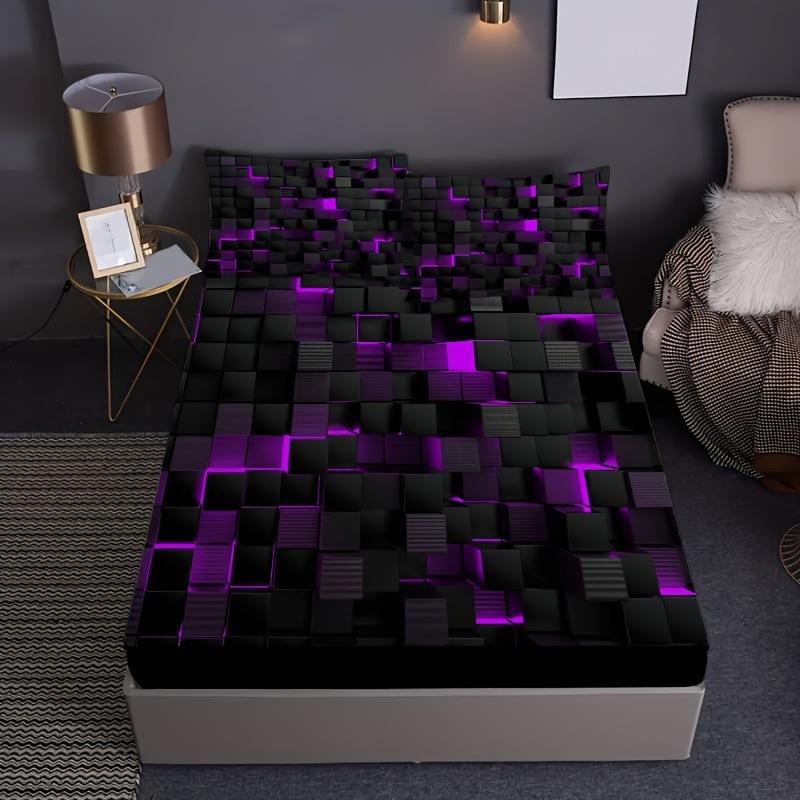 3D Visual Geometric Art Pattern Bed Hat Three-Piece Digital Printing Bedding Bed Hat Three-Piece Set