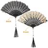 HOMSFOU Vintage Folding Fan with Tassel - Handheld Folding Fan, Vintage Design, for Women, Perfect for Summer Parties and Stage Props