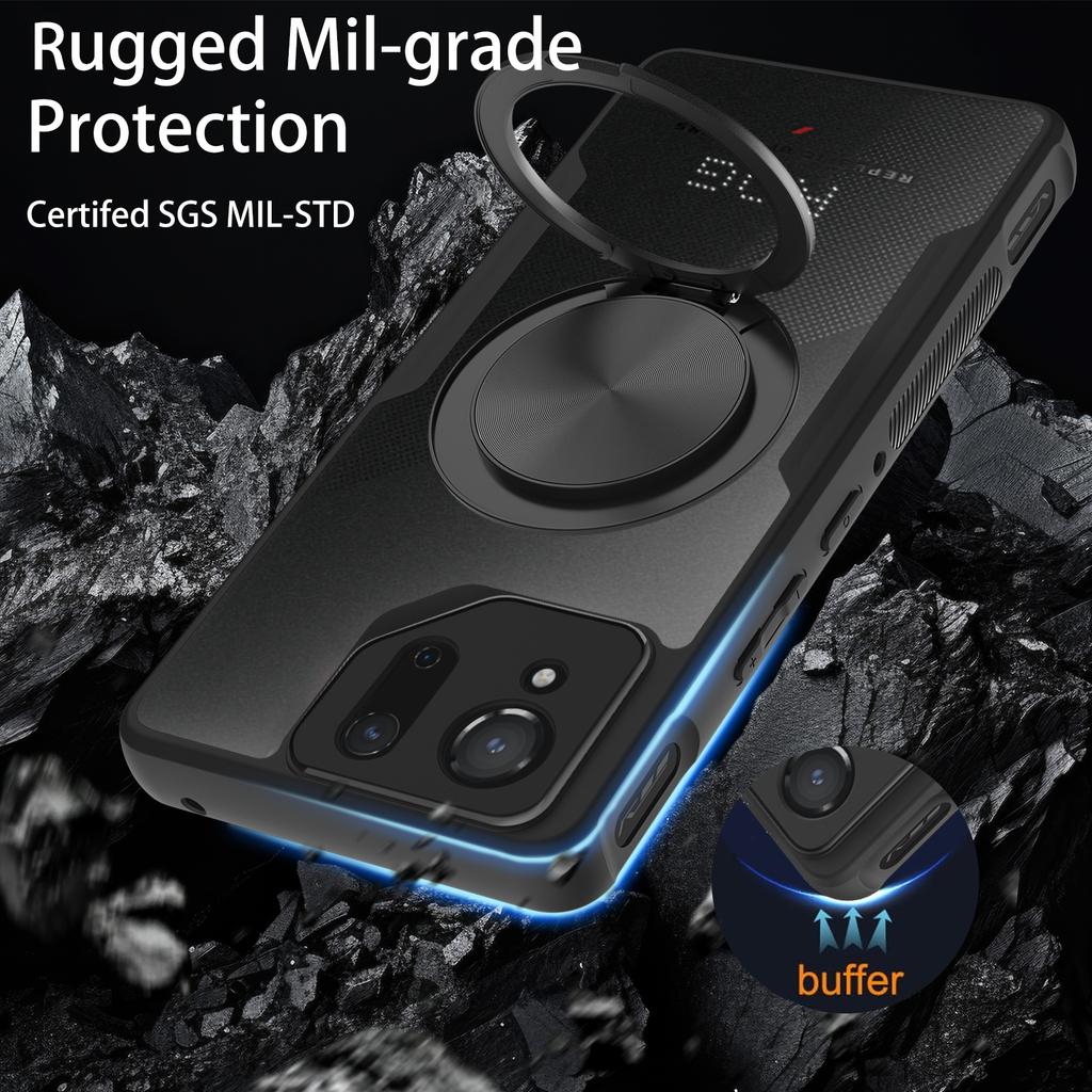 Magnetische Handyhülle für Rog Phone 9 Pro Hülle - 360° drehbarer Ringhalter zur Stressbewältigung, Ständer und integrierte Staubabdeckung