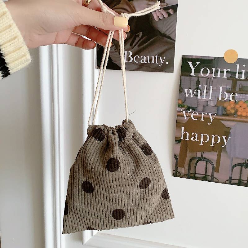 

Вельветовая косметичка с улыбающимся лицом, сумка-органайзер для мелочей, сумка-хобо, подарок Gray Dots