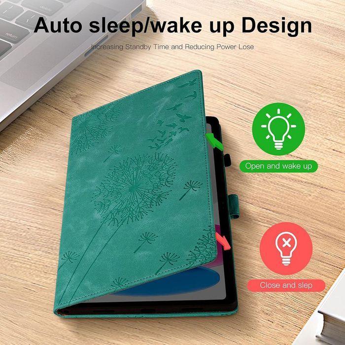 Case for Xiaomi Redmi Pad SE 11 Inches, Shockproof Case Dandelion Pattern PU Leather Green