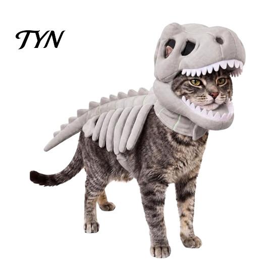 Abbigliamento Scheletro 3D Luminescente al Buio, Costume da Dinosauro per Animali Domestici, Abbigliamento, Cappello Morbido Peluche di Halloween, Abito Dinosauro per Cani Gatti, Cosplay Festa di Natale