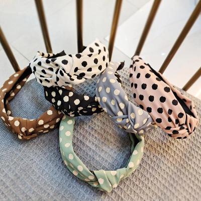 New Fashion Headband For Women Wide Side Classic Dot Point Hairband Center Knot Casual Turban Hair Accessories