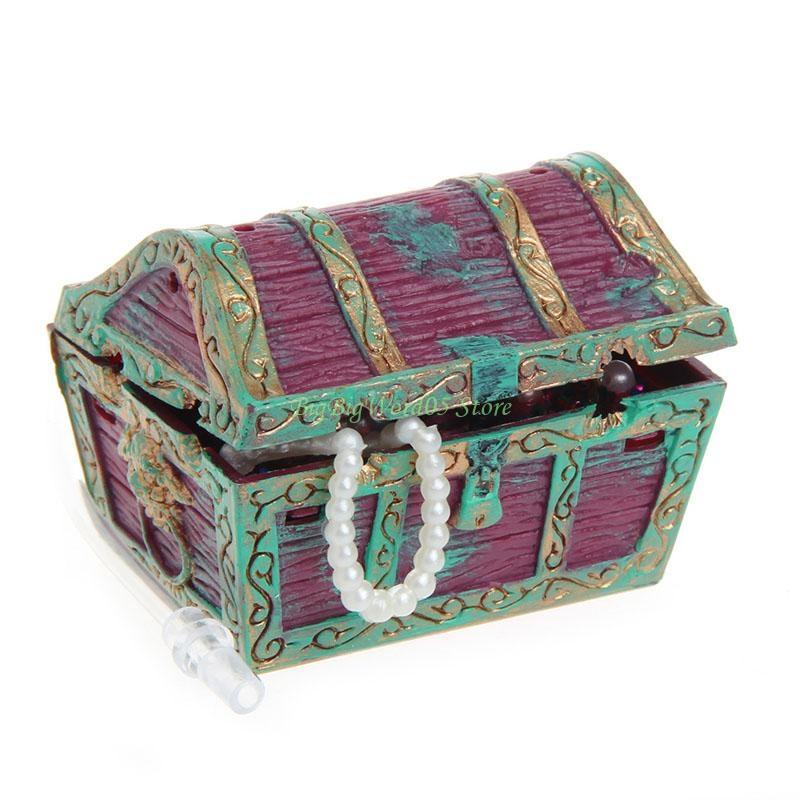

24TE Aquarium Resin Decorations Small Jewelry Box 2.4 x 1.8 x 1.7 for Fish for Tank Aquatic Pet Supplies красный