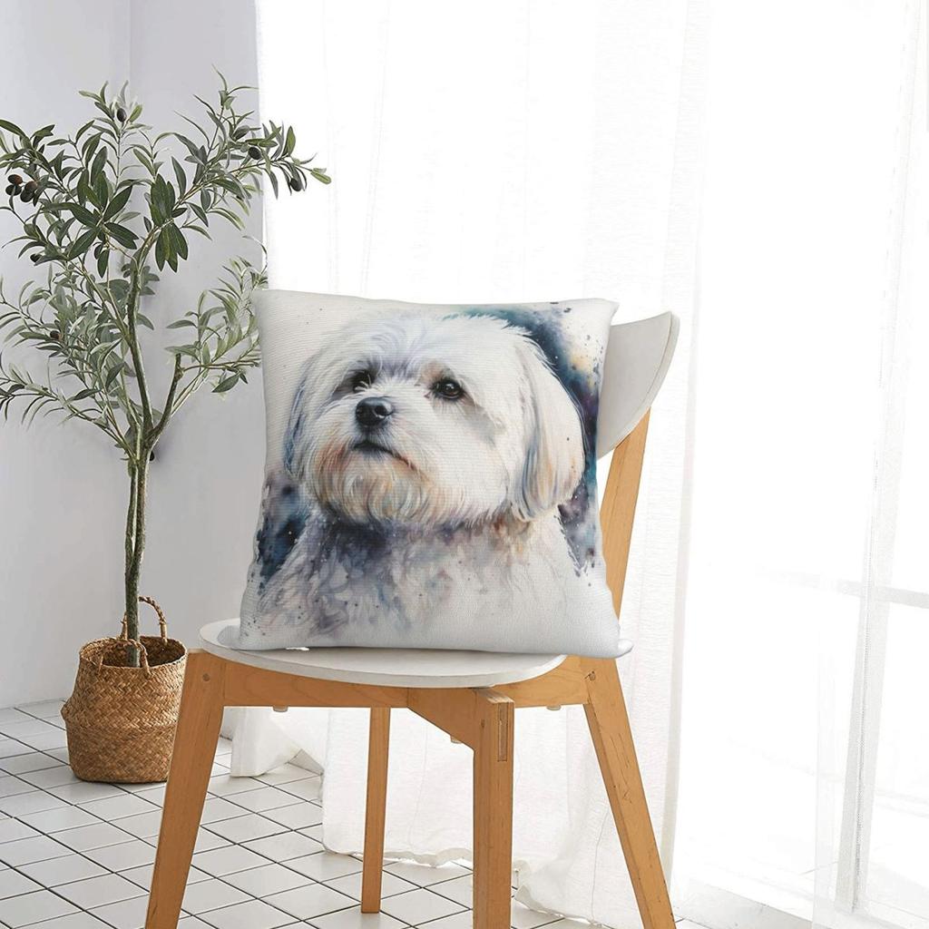 Maltese Dog Art Pillowcase Polyester Cushion Comfort Throw Pillow Sofa Decorative Cushions Used for Home Bedroom Living Room