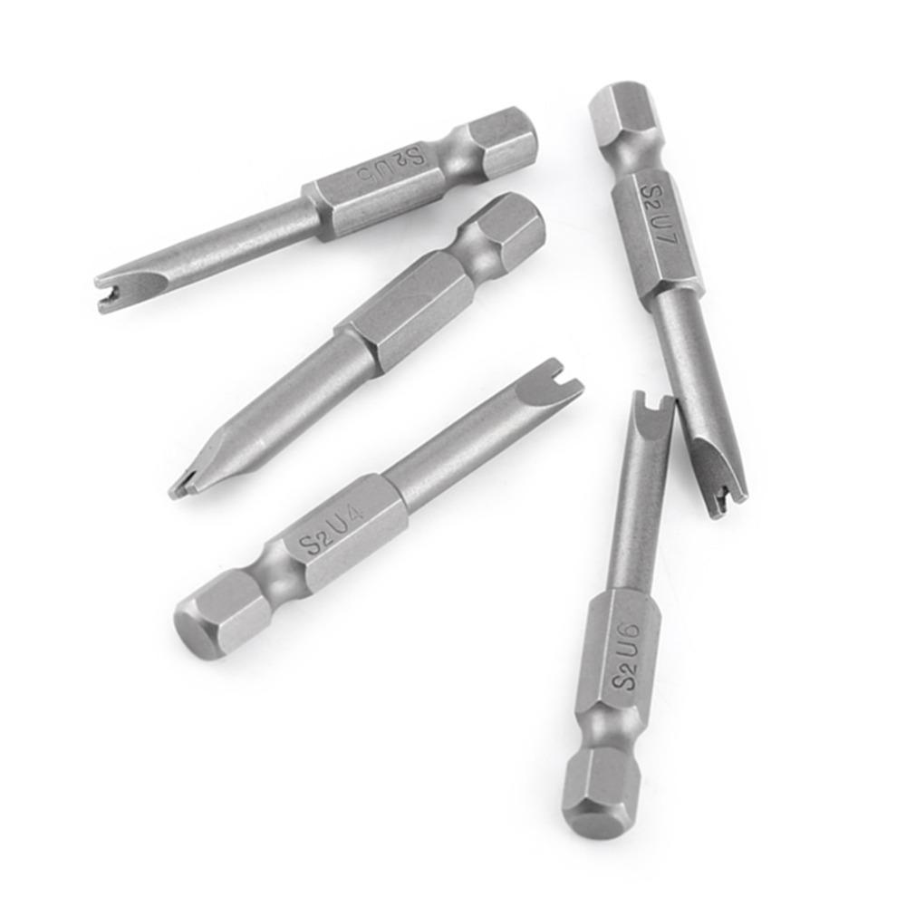 5 PCS 1/4 Inch Hex Shank U Shape Screwdriver Bits S2 Alloy Steel , Magnetic U Type Drill Bits 50mm Length U4 U5 U6 U7 U8