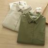 2026 Spring/Autumn Solid Color Brushed Cotton Long-Sleeve Unisex Japanese Casual Shirt
