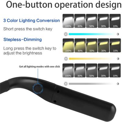 Hochwertige USB-Leselampe, Halsbuchlicht, wiederaufladbar, freihändig, langlebige LED für Camping, Reparaturbeleuchtung, Lesen, Nachtlicht