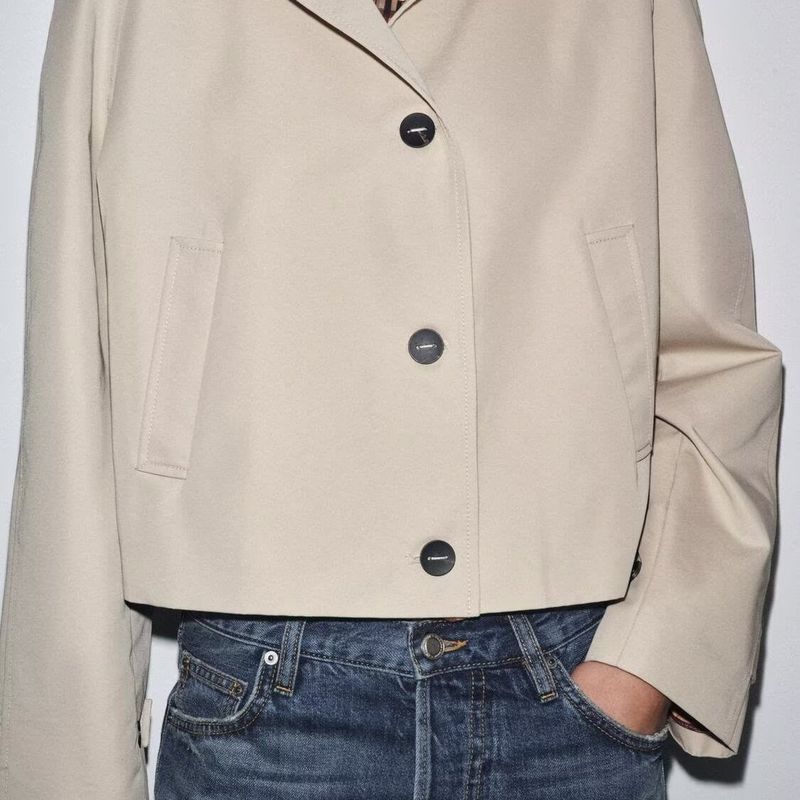 Autumn New Western Style Za Foreign Trade Women Clothes French Style Fashion Waterproof Short Trench Coat 3833245 710