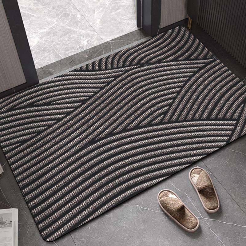 Modern Simple Bathroom Mat Water Absorbent Non-Slip Entrance Carpet Household Striped Living Room Entrance Diatomaceous Earth Durable Foot Mat