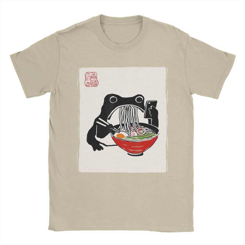 Men Funny Grumpy Frog Ramen Kawaii Ink Painting Japanese T Shirt Cotton Clothing Funny Short Sleeve Round Collar Tees TShirts