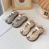 New Summer Girls Sandals Princess Beach Shoes Braided Peep-toe Kids Sandals Butterfly-knot Sweet Soft Breathable Footwear I10317