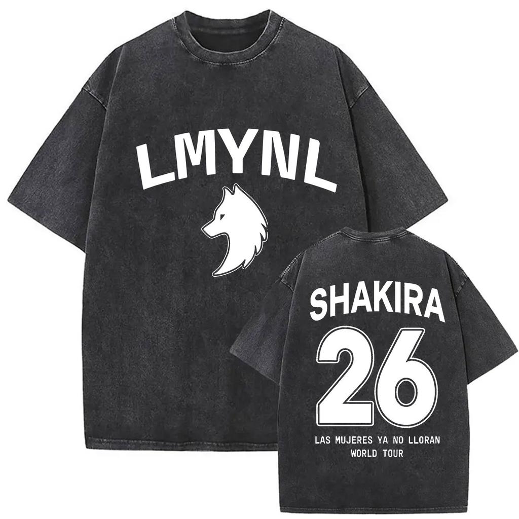 Retro Gewaschen Shakira LMYNL Welttournee 2026 T-Shirts Las Mujeres Ya No Lloran Doppelseitiger Druck T-Shirt Herren Damen Oversized T-Shirts