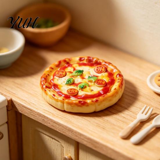 Handmade Jewelry Making Components 2Pcs Mini Resin Pizza Ornaments, Realistic Miniatures, Tiny Small Knick Knacks Food Ornaments for DIY Craft