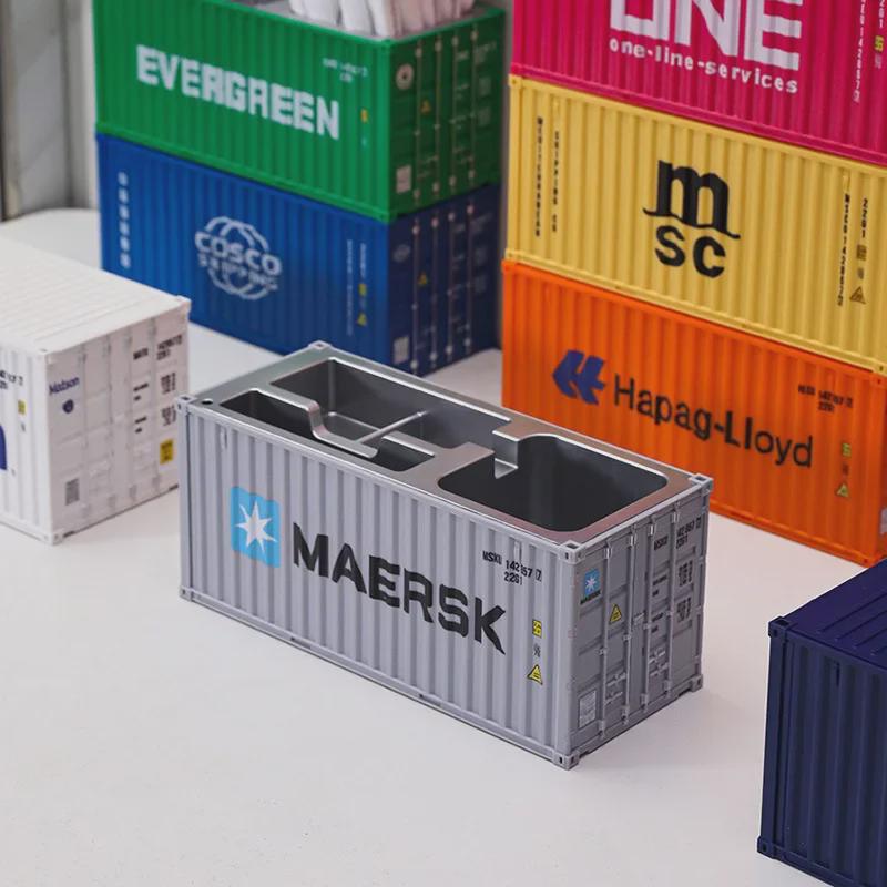 20ft Container Model Pen Holder & Business Card Box with Customizable Patterns/Text - Plastic Ornament