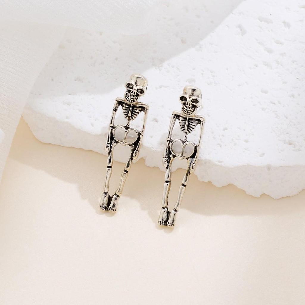 Retro Rubin Spinnen Skelett Ohrringe & Armband Set für Halloween