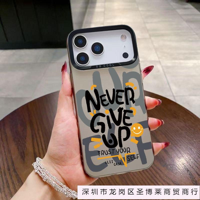 Inspirational English Applicable Apple 17Pro Mobile Phone Case iPhone16 Color Silver 1514 Laser 13promax12xsm
