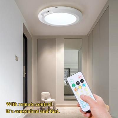חיישן תנועה אור תקרה עם שלט רחוק 3 טמפרטורות צבע ניתן לעמעום קל להתקנה אור תקרה אלחוטי מגנטי