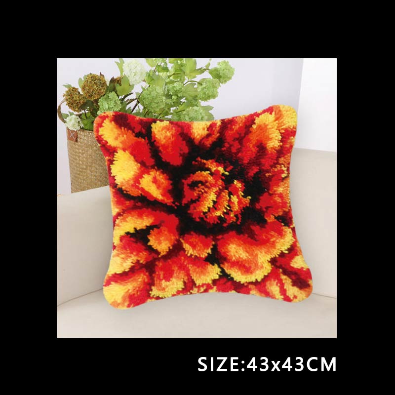 DIY Carpet Embroidery Latch Hook Kit Plant Series Segment Embroidery Pillow Flowers Grass Coarse Wool Cross Stitch 3D Latch Hook
