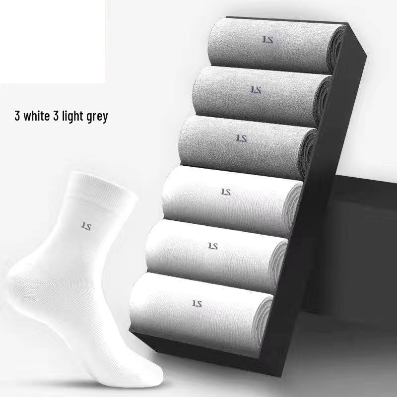 Men's Breathable Cotton Mid-Tube Socks, Sweat-Absorbent, Suitable for All Seasons, Business and Sports.