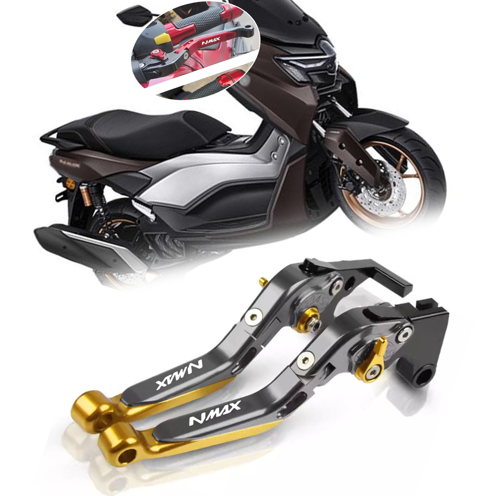 

XIAXIA For NMAX 155 NMAX 125 2025 Adjustable Folding Scooter Brake Clutch Lever Handle nmax155 nmax125 2020-2025 Motorcycle Accessories (Titanium) золотой