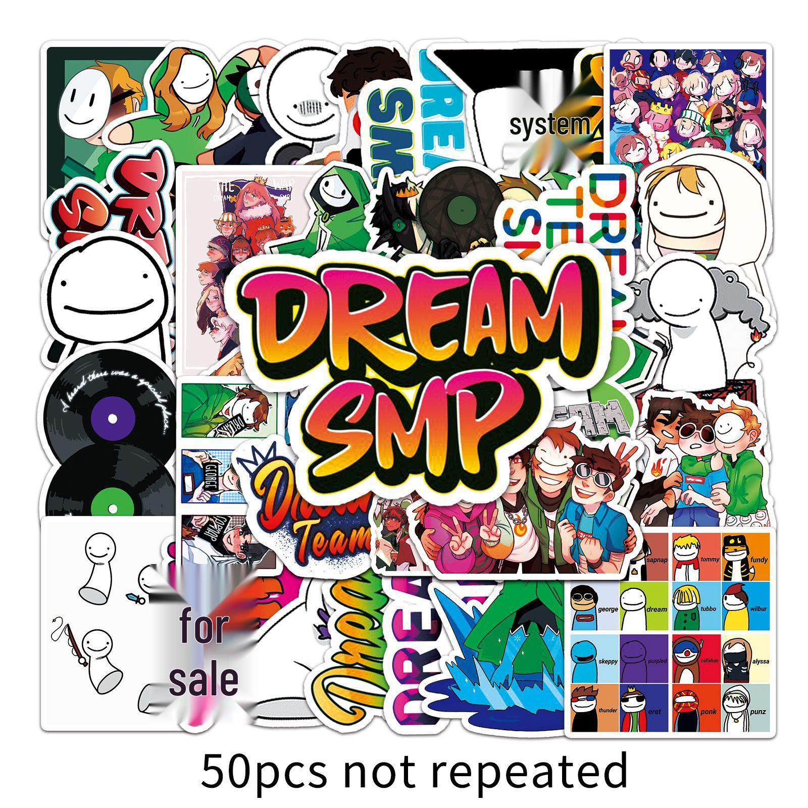 50 Cartoon Game Dream SMP Graffiti Stickers for Refrigerator, Scooter, Notebook - DIY Creative Pack