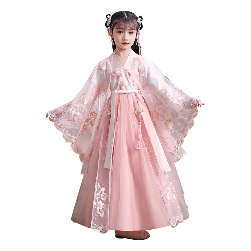 Girls' Hanfu Dress: Super Fairy Princess Long Sleeve Chinese Style for Autumn/Winter