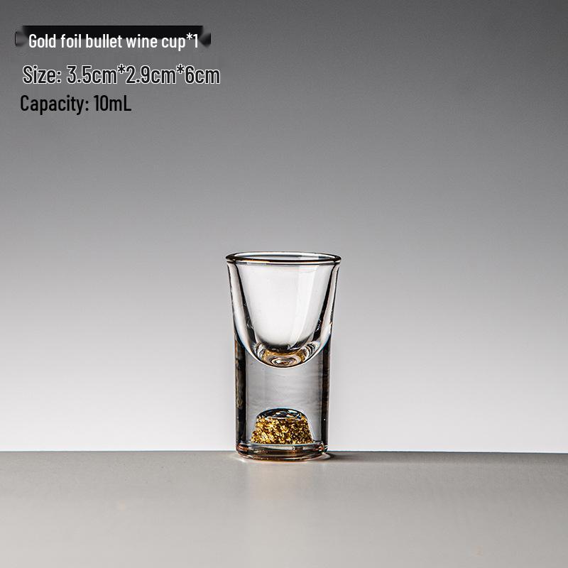 Gold Foil Shot Glass Set – Crystal White Wine Cups, Customizable with Logo