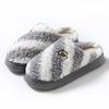 Double-spell Diagonal Striped Cotton Slippers Plush Embroidered Cotton Mop Autumn and Winter Home Warmth Lightweight Couple Hair Slippers