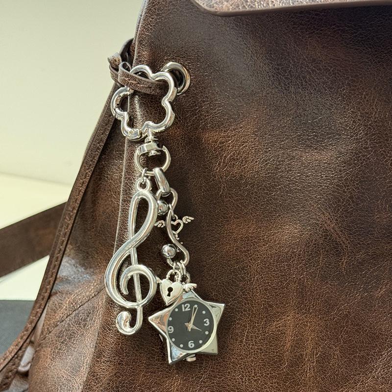 Retro Star Watch Keychain Y2K Carabiner Pendant Couple'S Bag Charms Hangings Ornament Accessories